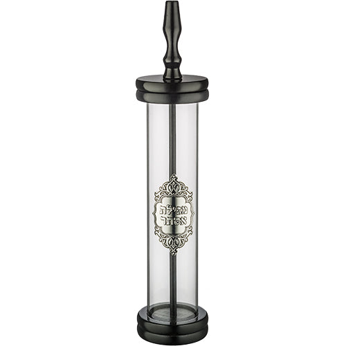 בית מגילה ספרדי עץ + אקריליק שקוף עם פלקטה עבור קלף