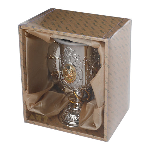 גביע קידוש מהודר ניקל עם זהב כולל תחתית