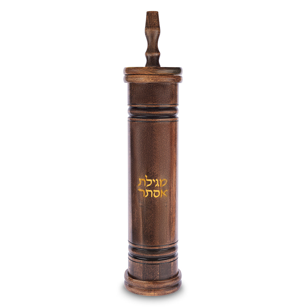 מגילת אסתר ספרדי גוף עץ עם חריטה עבור קלף
